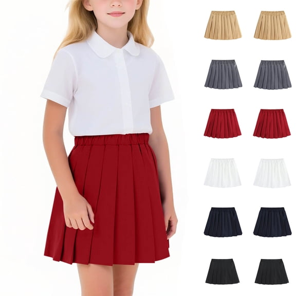 Back to School Children's Solid Color Start of school season Leggings Short Skirt Four Season Pleated Skirt Performance Skirt for kids 8-9Years