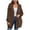 Brown, variant on Womens Outwear Plus Size, Solid Winter Faux Coats Long Sleeve Hoddede Pockets Fleece Jacket Casual Trendy Outerwear