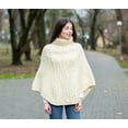 thumbnail image 2 of SAOL 100% Merino Wool Women's Aran Cable Knit Poncho Oversize Sweater High Neck Irish Cape Made in Ireland, 2 of 5
