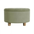 thumbnail image 6 of HomePop Large Round Button Tufted Storage Ottoman, Light Sage Green Velvet, 6 of 8