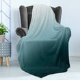 thumbnail image 4 of Ombre Soft Flannel Fleece Blanket, Vertical Change Themed Illustration with Teal Shades Darkening Design, Cozy Plush for Indoor and Outdoor Use, 70" x 90", Teal Pale Blue and White, by Ambesonne, 4 of 5