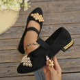 thumbnail image 4 of Willtoo Women's Vintage Mary Jane Flat Pumps Low Block Heel Slip On Shoes Elegant Rhinestone Pearl Decor Strap Casual Dress Shoes, 4 of 5