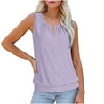 thumbnail image 5 of Women's Summer Short Sleeve V Neck Keyhole Hollow Out Tank Top Cami Bodysuit Solid Color Loose Fit Casual Daily Wear Vacation Beach Party Fashion Essential Gift for Women, 5 of 9
