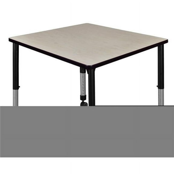 Kee 36 in. Square Maple Height Adjustable Mobile Classroom Table