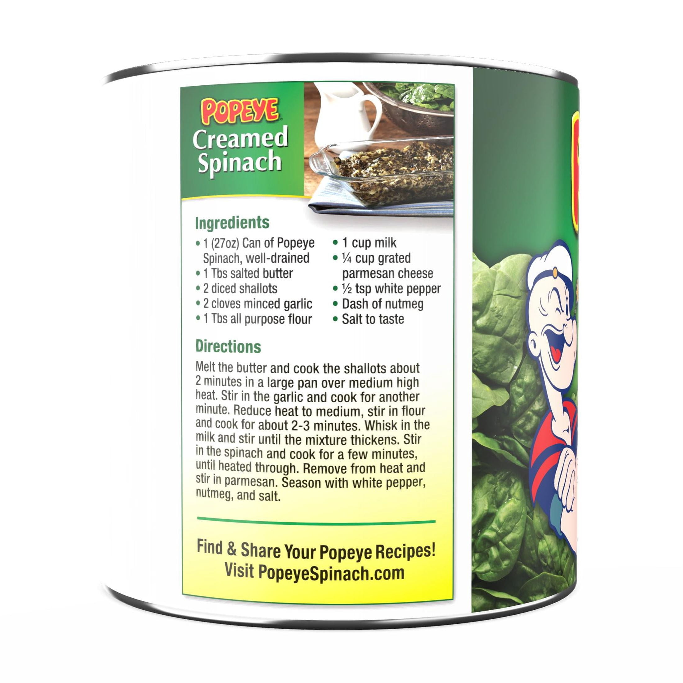 (3 pack) Allens Popeye Spinach, Canned Vegetables, 27 oz