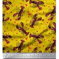 thumbnail image 1 of Soimoi Modal Satin Fabric Dot & Lobster Ocean Printed Fabric 1 Yard 42 Inch Wide, 1 of 1