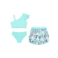 thumbnail image 4 of Manyakai Kids Girls 3 Piece Rash Guard Tropical Print Bikini Swimsuits Swimming Pool Seaside Beachwear Light Green 8, 4 of 5