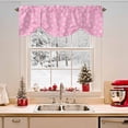 thumbnail image 2 of Winter Snowflake Tie Up Valances Curtain, Christmas Pink Background Modern Adjustable Rod Pocket Short Window Treatment Tie Up Curtains Valances for Kitchen Living Room Bathroom 42x12 Inches, 2 of 9
