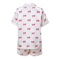 thumbnail image 2 of LMLYSoH Mommy and Me Matching Pajamas Bow Print Button Down Short Sleeve Lapel Tops Shorts Family Satin Sleepwear, 2 of 9