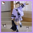 thumbnail image 1 of Sanrioed Anime Kuromi Girl Jk Uniform College Style Varsity Cardigan Skirt Shirt Vest Sweatshirt Y2K Streetwear Baseball Uniform, 1 of 5