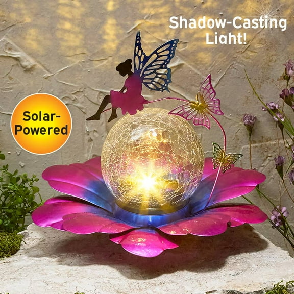 Solar Flower Garden Decor With Fairy Accent