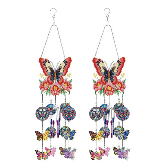 2 Pieces Wind Spinner DIY Dotted Painting Wind Chime Double Sided Paint Hanging Ornament for Garden Decor Wind Spinners