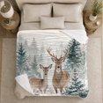 thumbnail image 5 of Snowy Forest Deer Winter Woodland Christmas, Festive Holiday Scene, Warm Flannel Blanket for Living Room and Reading Nook, Art Lovers Friendship Gift, Artistic Home Decor, 5 of 9