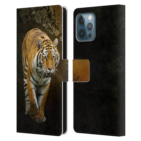 Head Case Designs Officially Licensed Simone Gatterwe Animals Siberian Tiger Leather Book Wallet Case Cover Compatible with Apple iPhone 12 Pro Max