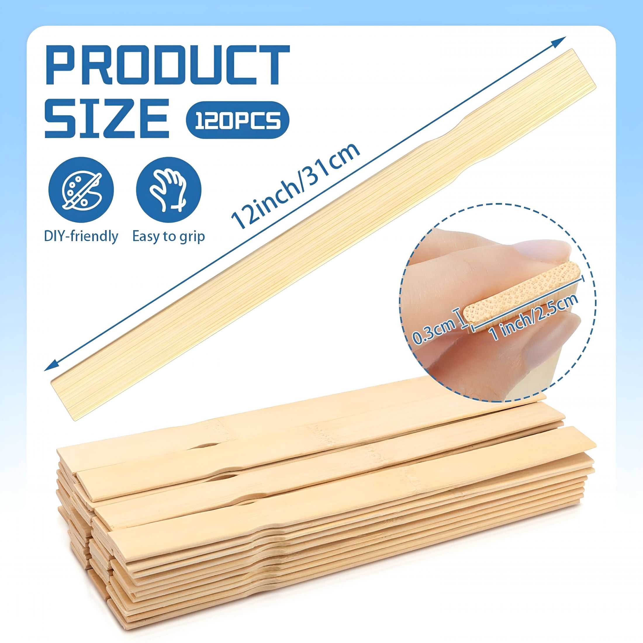 CCOCC 120 Pack 12 Inch Wooden Paint Stir Sticks-Multi-Purpose Paint Stirrers for Mixing Paint,Garden Markers,Library Labels&Craft Projects,Durable Unfinished Wood Stir Sticks