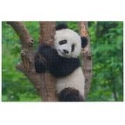 Wellsay Cute Panda Bear On Tree Green Jungle Forest Jigsaw Puzzles 500 Pieces Puzzle for Adults Kids DIY Gift