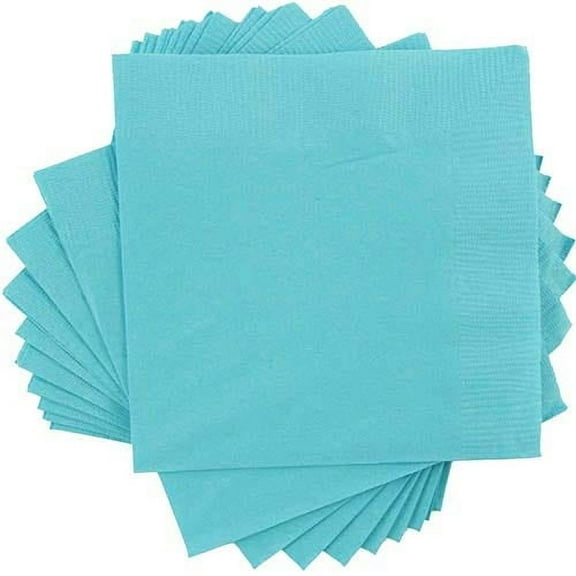 JAM Paper Medium Lunch Napkins, 6 1/2 x 6 1/2, Sea Blue, 40/Pack
