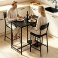 thumbnail image 3 of Ktaxon 3 Pieces Dining Table Set for 2, Counter Height Bar Table Set with Storage Shelves, Pub Table and Padded Chairs for Dining Room, Kitchen, Modern Black, 3 of 8