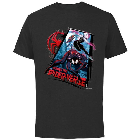 Marvel Spider-Man: Across the Spider-Verse Miles Gwen Miguel - Short Sleeve Cotton T-Shirt for Adults - Customized-Black
