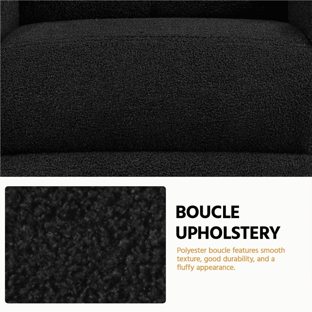 Renwick Adjustable Boucle Recliner Chair with Pocket Springs, Black