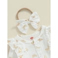 thumbnail image 4 of Bagilaanoe Newborn Baby Girl Fall Rompers Butterfly Print Long Sleeve Bodysuits + Headband 3M 6M 12M 18M Infant Ruffle One Piece Jumpsuit, 4 of 7