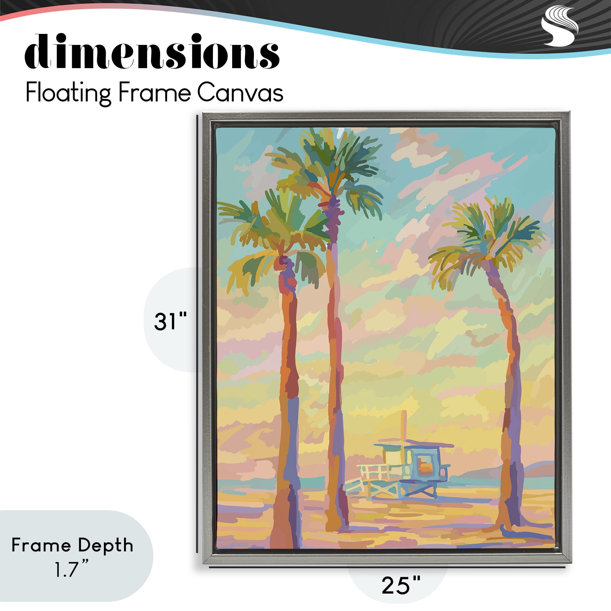 Stupell Industries Beachside Palms Abstraction Gray Framed Floater Canvas Wall Art, design by Amelia Noyes