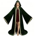thumbnail image 5 of SAWOBUUN Velvet Wizard Robe with Hood and Sleeves Men Women, Halloween Vampire Witch Wizard Cloak Renaissance Medieval Cape, 5 of 7