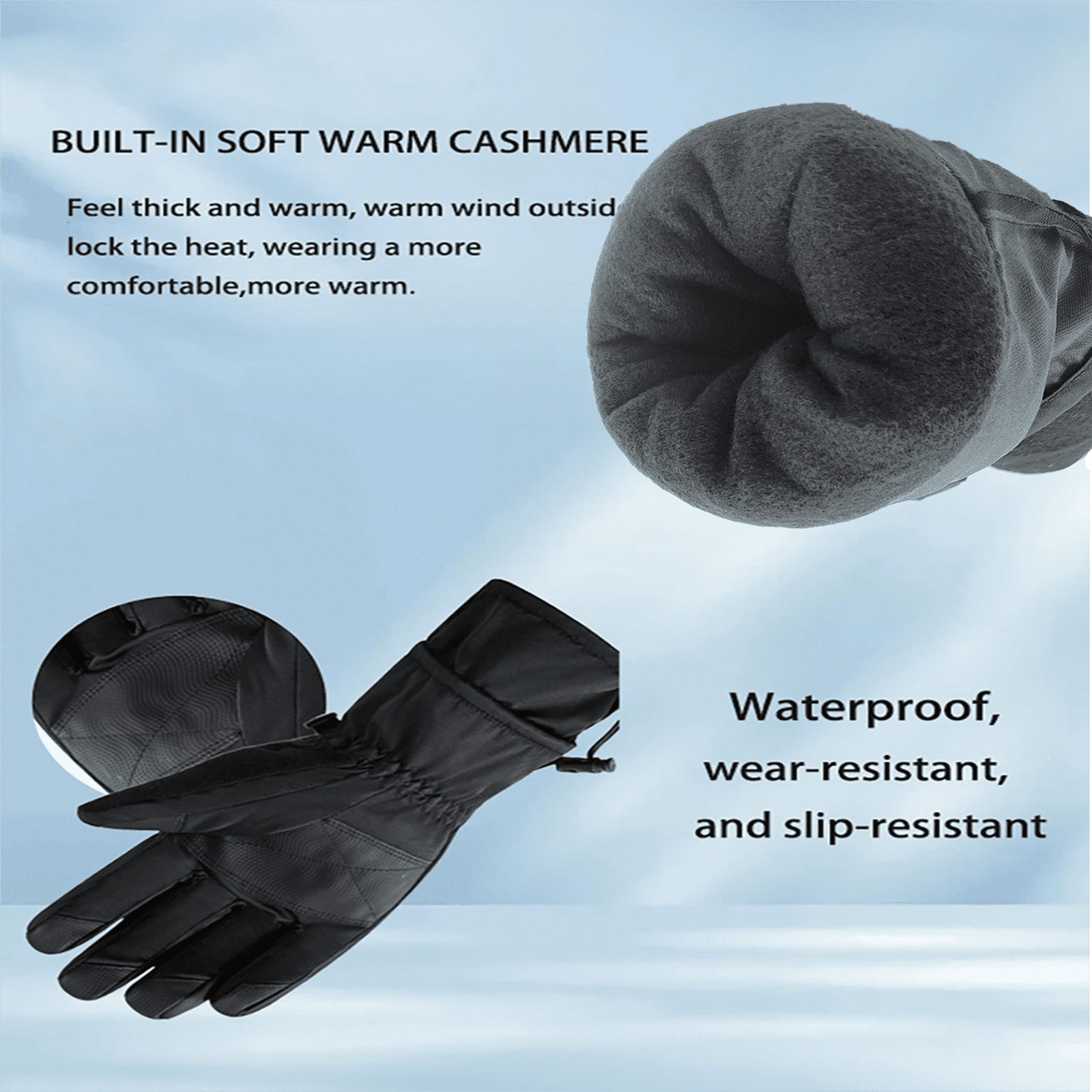 GlacierPro Motorcycle Gloves Waterproof Anti-Slip Unisex, Work Gloves Touchscreen Compatible，Black