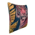 thumbnail image 2 of Haiem Pink Tiger Gold Leaves Print Velvet Soft Solid Decorative Square Throw Pillow Covers Set with Elegant Piping Christmas Cushion Case for Sofa Bedroom Car-20"x20", 2 of 8