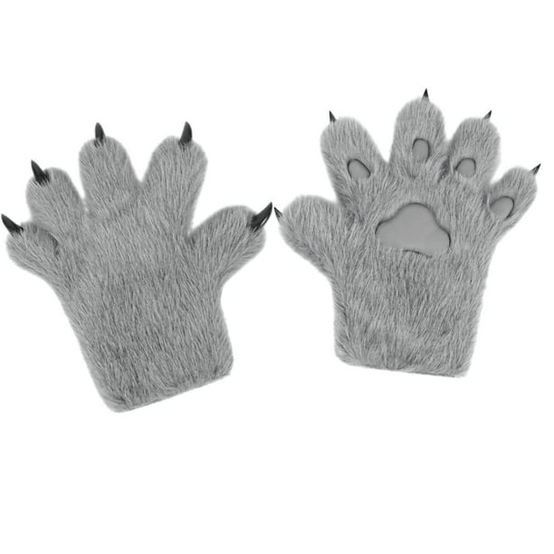 Guantes de garra de gato, manos y patas, disfraz para adultos, hombres y mujeres. Gris