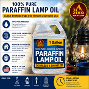 Ner Mitzvah Liquid Paraffin Lamp Oil - Odorless Clean Burn, Smokeless Tiki Torch Fuel, Clear, 1 Gallon (4 Quart), 1-Pack