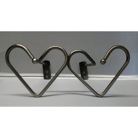 Heart Designer Swag Curtain Tieback Holders Nickle Plate Silver