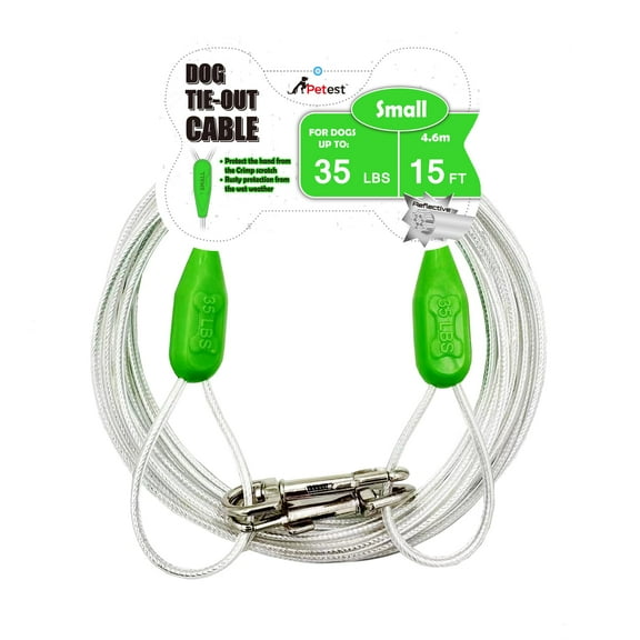 Petest 30ft Reflective Tie-Out Cable for Large Dogs Up to 90 Pounds