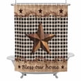 thumbnail image 2 of Country Stars Shower Curtain for Bathroom Decor, Bless Our Home Berries Black Plaid Farm Wood Grain Waterproof Fabric Shower Curtain, 72"x96" Set with 12 Hooks, 2 of 9