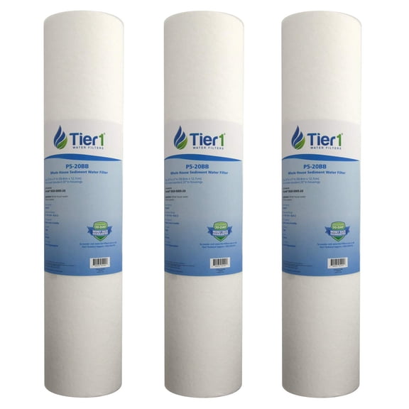 Tier1 5 Micron 20 Inch x 4.5 Inch | 3-Pack Spun Wound Polypropylene Whole House Sediment Water Filter Replacement Cartridge | Compatible with Pentek DGD-5005-20, SDC-45-2005, Home Water Filter