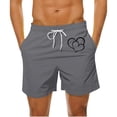 thumbnail image 2 of Mens Casual Shorts Heart-Shaped Printed Drawstring Pocket Beach, Polyester Spandex for Spring Summer Outdoor & Daily, 2 of 9