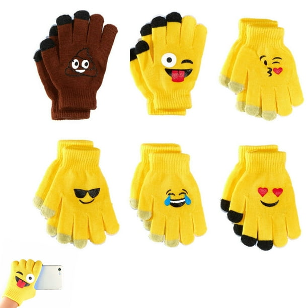 JMK IIT 6 Pairs Cute Emoji Gloves Unisex Touch Sensitive Glove Adults