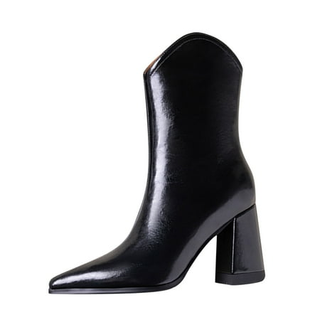 

ASEIDFNSA Women Fashion Shoes Casual Plus Size Boot Socks for Women Wide Calf Fashion Autumn Women Mid Calf Boots Pointed Toe Heel High Heel Solid Color Zipper Comfortable