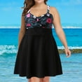 thumbnail image 1 of Women's Plus Size High Waist Training Tankini Dress with Shorts M-3XL, 1 of 9