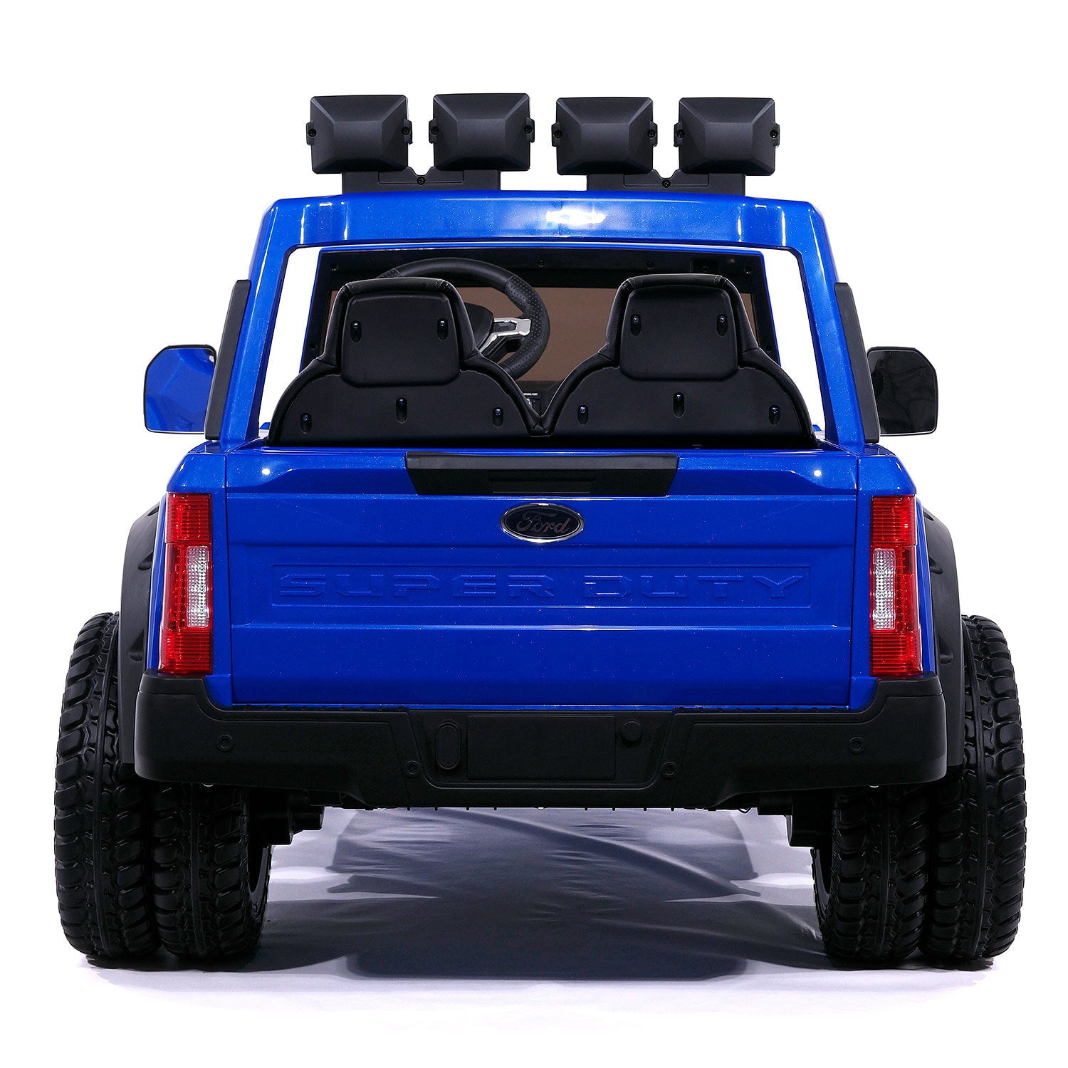 Ford F450 Kids 24V Electric Ride-On Truck Car w R/C Parental Control Remote, LED Foam wheels + Underbody LED Kit, MP3 + Wireless Music Streaming, Car Cover, Vegan Leather Seat