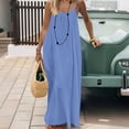 thumbnail image 6 of Backless Cami Dresses for Women Housedress Casual Flowy Maxi Dress Sleeveless Solid Open Back Sundress Big and Tall Size S-5XL Light Blue, 6 of 9