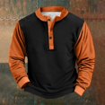 thumbnail image 1 of Men's Retro Halloween Quarter Button Collar Sweatshirt Haunted House Acting Essential Partially Buttoned Pullover Vintage Horror Print Last-Minute Halloween Party, 1 of 4