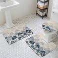 thumbnail image 3 of Gradient Gary Blue Bathroom Rugs Set Modern Abstract Art Watercolor Blue Forest Tree Linen Non Slip Absorbent Bath Mats 3 Piece Set with Bathroom Rug, U-Shaped Floor Mat, Toilet Seat Cover Large Size, 3 of 9