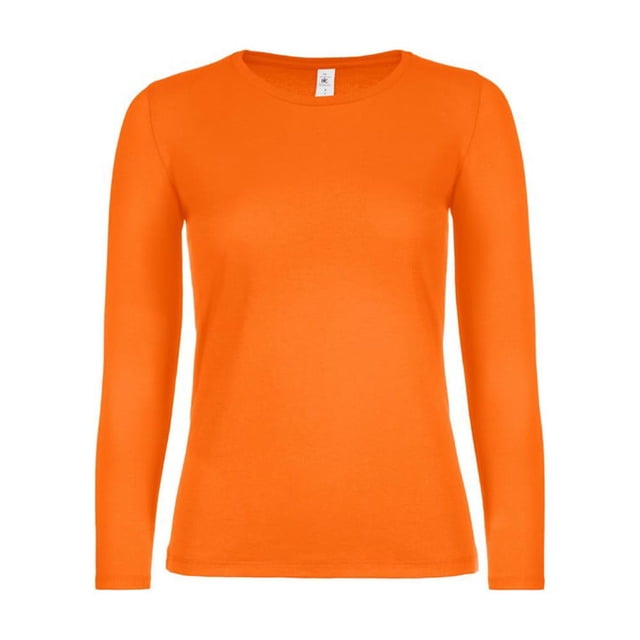 B&C - Camiseta deportiva de manga larga #E150 para mujer señora (Naranja)