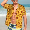 thumbnail image 7 of Honeii Vintage Leopard Print Sunflower Print Men’s Hawaiian Shirt,Classic Button-Down Short Sleeve Shirt, for Beach, Vacation, and Outdoor Activities,Medium, 7 of 7