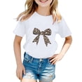 thumbnail image 2 of JAJAHO Kids Short Sleeve T Shirts Girls Summer Top Cute Y2K Clothes Leopard Bow Printed Fashion Round Neck Tee Shirt Ages 0-13 Years Stylish Tops, 2 of 4