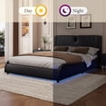 thumbnail image 5 of Queen Bed Frame With Built-In Bluetooth Speakers And Customizable RGB LED Lights, PU Leather Headboard, No Box Spring Needed, Easy Assembly, Black, 5 of 9
