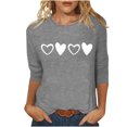 thumbnail image 1 of Plebaso Chemises à Manches 3/4 pour Femmes Mignonnes avec Cœur Hauts Amples Décontractés Blouses à Col Rond T-Shirts Imprimés, 1 of 4