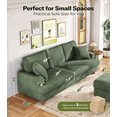 thumbnail image 2 of Welzona 87" Corduroy Sofa, Modern 3-Seater Couch with 2 Throw Pillows, Tool-Free Assembly, Green, 2 of 10