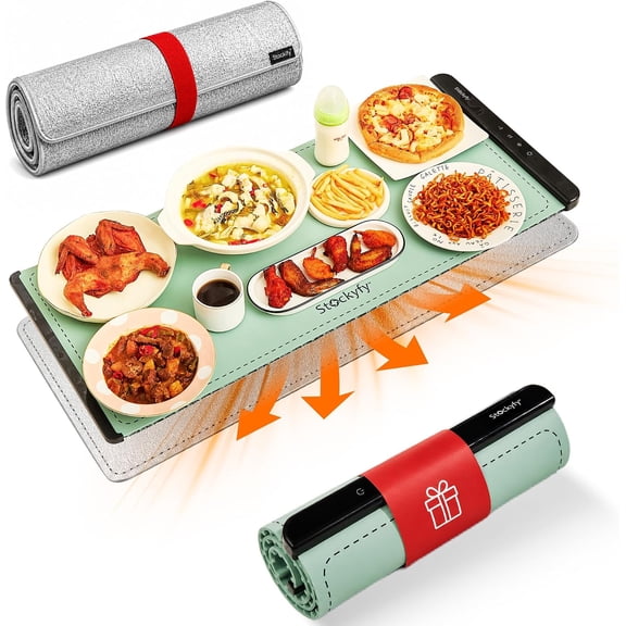 Extra Large Warming Mat for Food, 36x15 Inch Electric Food Warming Mat & Food Warmers for Parties Buffet - Fits More Dishes, 6 Temp & 6 Timer Settings, Child Lock, Countertop Safe (Tea Green)